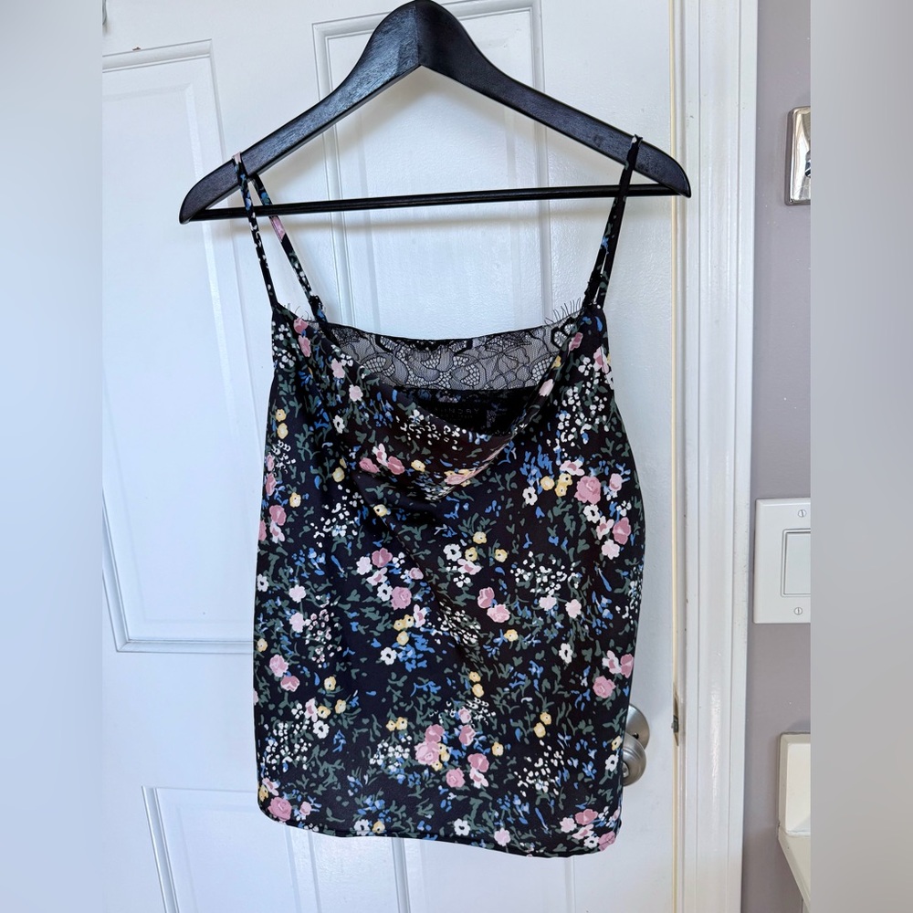 Laundry by Shelli Segal Cowl Lace Floral Tank Top
